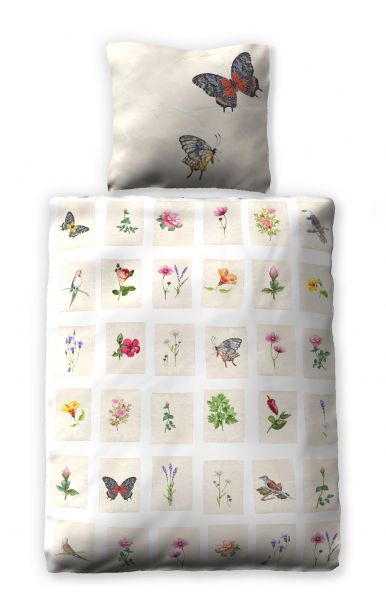 Prinz Satin Wendebettwäsche Flower Memory 135 x 200 cm