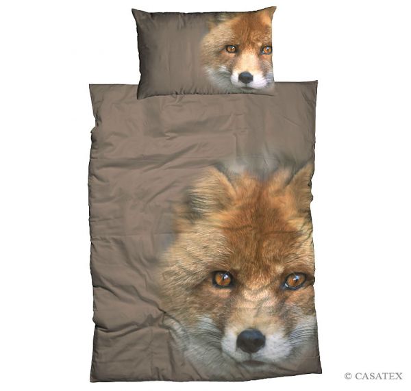 Casatex Satin Bettwäsche Fox, Grau 135 x 200 + 80 x 80 cm