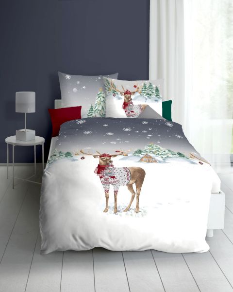 Kaeppel Feinbiber Bettwäsche "Weihnachtshirsch"
