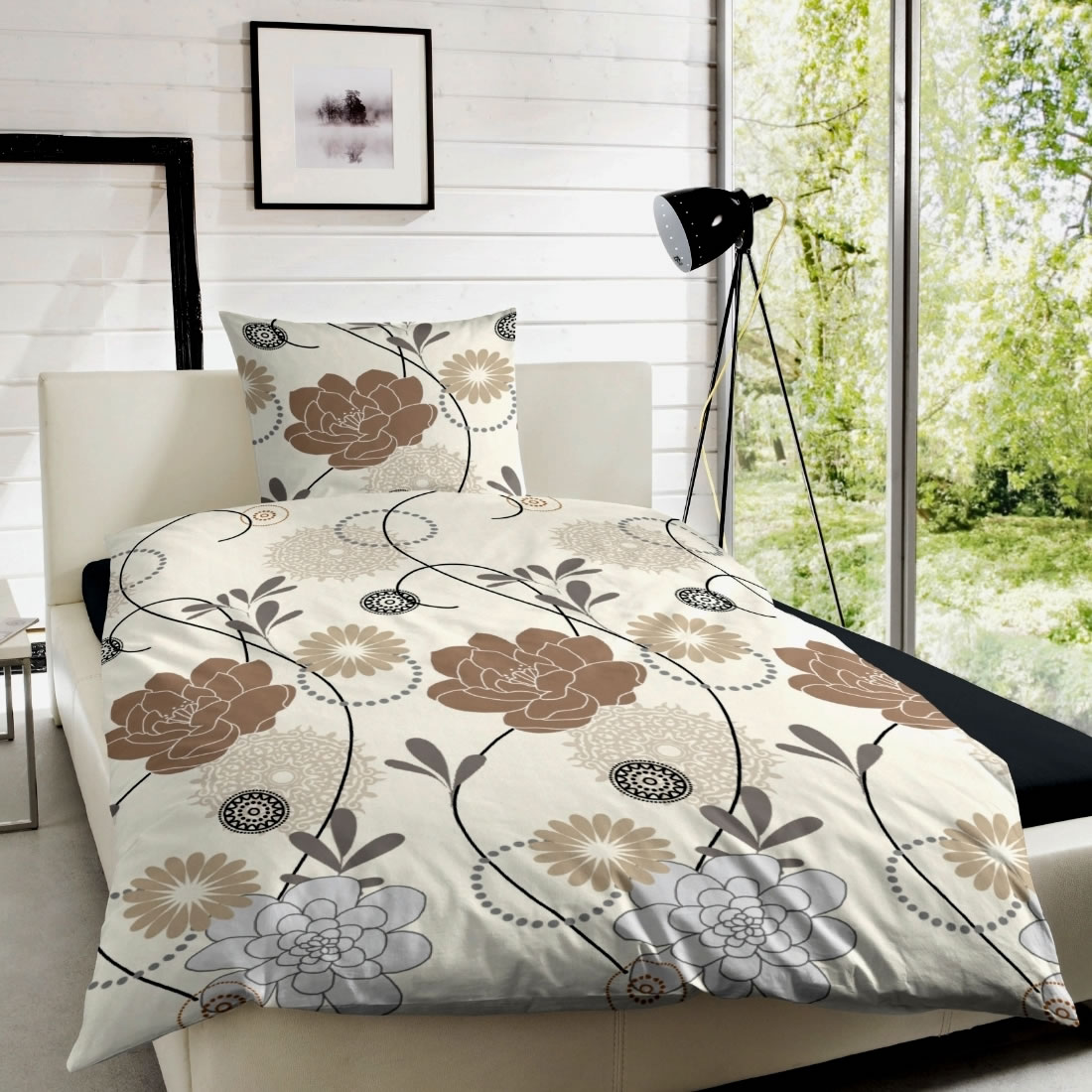 Primera MakoSatin Bettwäsche 243104 077 Blumen braun