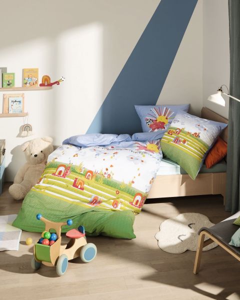 Kaeppel Feinbiber Kinderbettwäsche "Regenbogenrennschnecken"