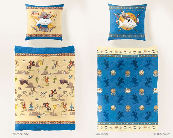 Bierbaum Renforcé Bettwäsche Sharky GA2411, Blau 135 x 200 cm