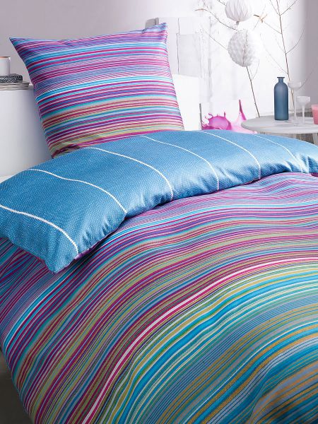 Prinz Mako-Satin Wendebettwäsche Jeans-Stripe