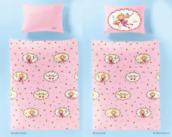 Bierbaum Renforcé Kinderbettwäsche Garnitur Lillifee GA2215, Rosa 100 x 135 + 40 x 60 cm