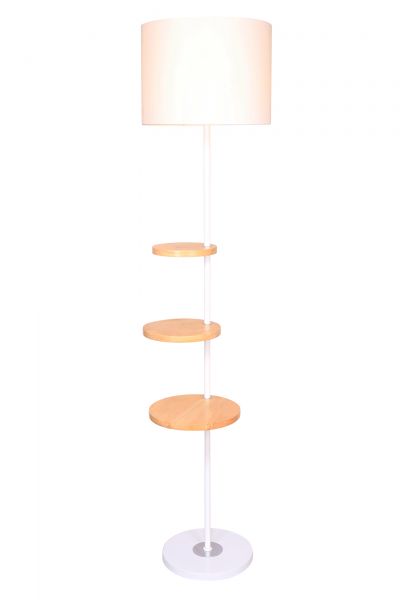 Stehlampe mit 3 Holzablagen