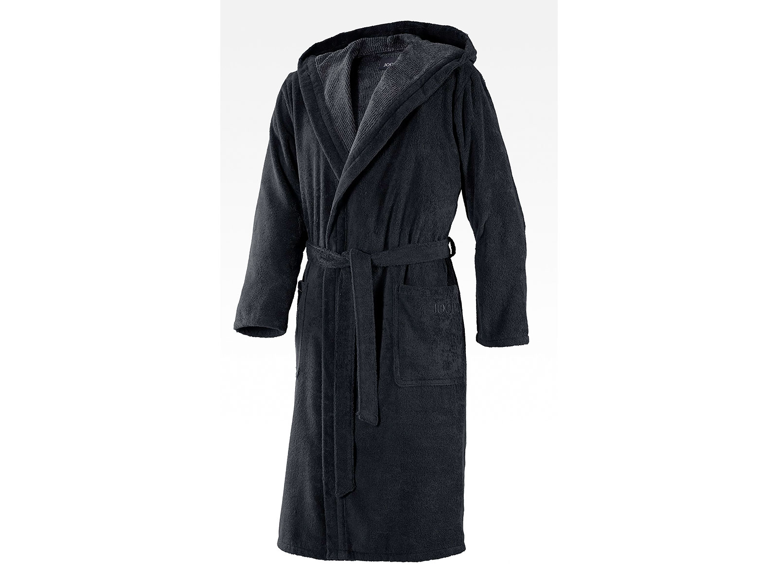 Joop! Herren Bademantel 1648 Anthrazit Größe L - Flauschiger Frottier Bademantel Mit Kapuze