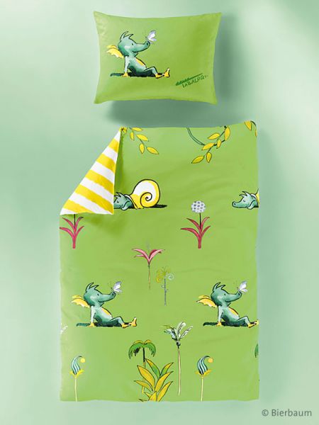 Bierbaum Renforcé Kinderbettwäsche Tabaluga GA2414, Grün 100 x 135 cm