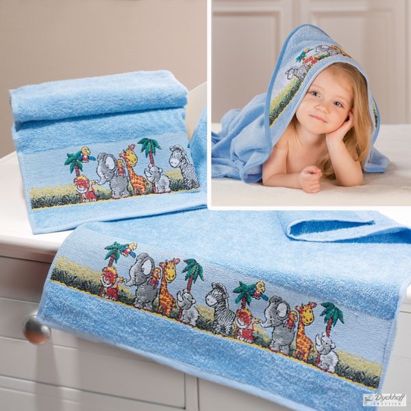 Dyckhoff Kinderfrottierserie Handtuch Afrika, Blau 50 x 70 cm