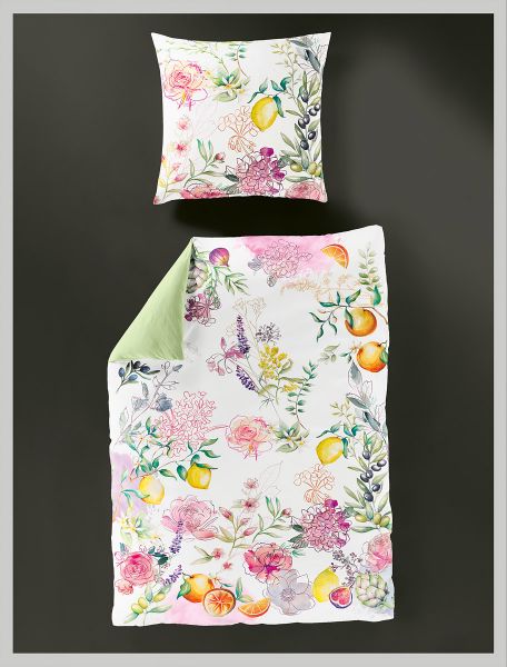 Bierbaum Mako-Satin Wendebettwäsche Frühling 5153 Lemon