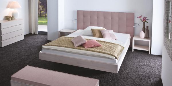 Hasena Massivholzbett Wood-Line Classic 16, Wandpaneel Sogno L, Füße Vilo, Buche, weiß lasiert, lackiert