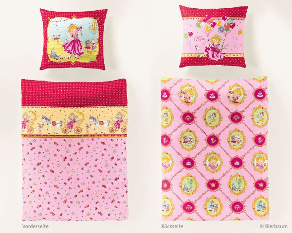 Bierbaum Renforcé Kinderbettwäsche Garnitur Lillifee GA2369, Rosa 135 x 200 + 80 x 80 cm