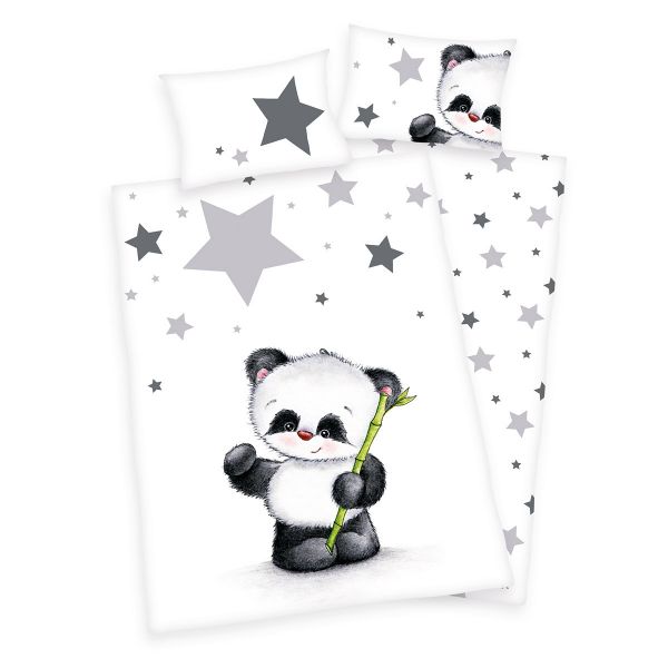 Herding Flanell Kinder-Wendebettwäsche Jana Panda 100 x 135 cm